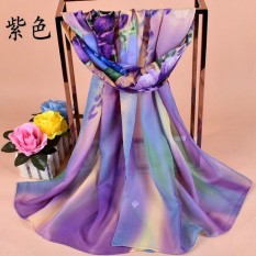 Kain Sutera Tipis Women Scarf Sexy Soft Chiffon Floral Pattern Silk Scarf Selendang Kasmir Jilbab Pashima Bandana Cetak Syal Sutra Fashion Wraps Multi Pola Trendi Selendang Multi-warna Beach Wear Syal Wanita-Intl