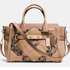 Coach Swagger 27 Beechwood Patchwork Exotic Embossed Medium Leather Authentic 37188