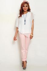 DEcTionS - Atasan Wanita Blouse Jersey Sifon Kombinasi Spandek Model Sayap - Putih
