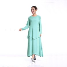 Desain Musim Panas Malaysia Muslimah Memakai Sifon Muslimah Gaun (Danau Biru)-Internasional