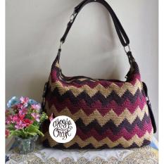 Djogja Craft Tas Rajut Zigzag - Maroon Cream Coklat