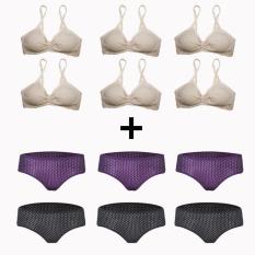 EELIC PDW-8859882 6 SET Bra Mini Set 6 PCS Dan Celana Dalam 6 PCS Pakaian Dalam Wanita Remaja