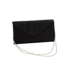 Elegant Women Satin Chain Shoulder Handbag Black - intl