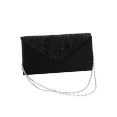 Elegant Women Satin Chain Shoulder Handbag Black - intl