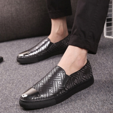 Europe Station Inggris Motif Kulit Ular Pria Sol Tebal Sepatu Sepatu Musim Semi Dan Musim Gugur Sepatu Pria (8959 Hitam Dari Versi Normal)