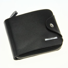 Executive Pria pelangsing asli butir lipat kulit ritsleting tas jinjing saku dompet di tas trendi Slip notecase - hitam - International