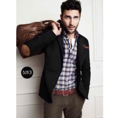 Fashion Exclusive - Jas Pria Preppy Blazer With Elbow - Hitam