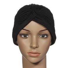 Fashion Wanita Topi Bungkus Permen Warna Sorban Elastis Bando Topi Kupluk Lipit India Tidur