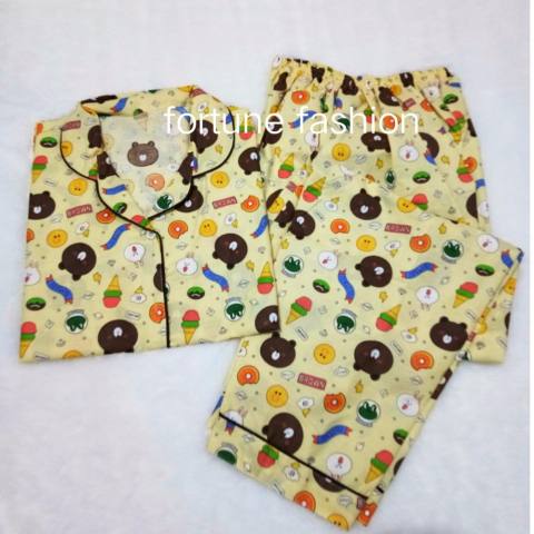 Fortune Fashion Piyama CP Line Cony - Cream / Piyama Murah / Piyama Karakter / Baju