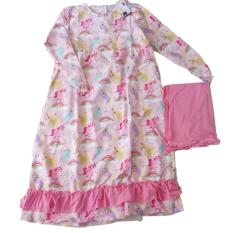 Gamis Katun Anak Motif Unicorn Pink