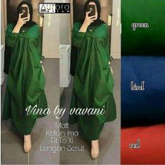 GAMIS SYARI MURAH VINA DRESS GREEN / GAMIS MUSLIM / BAJU MUSLIM/ BAJU MURAH / LONG DRESS / GROSIR