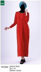 Garsel Fashion Fis 0024 Gamis Panjang Muslimah Wanita-Jersey-Menarik(Merah Bata)