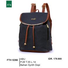 Garsel Fashion Tas Ransel / Tas Gendong Wanita FTH 5266 - ABU Bahan Synth Dopi