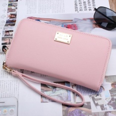 George Toko Hot Jual PU Kulit Dompet Wanita Panjang Dompet Lady Koin Dompet Pola Silang Dompet Zipper Kartu Kredit Pemegang Zipper Mode Baru (Warna: Pink)-Intl