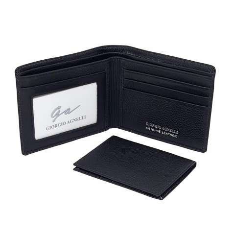 Giorgio Agnelli Dompet Kulit Pria model Tidur / Horizontal - Hitam ( GA MIL 541R )