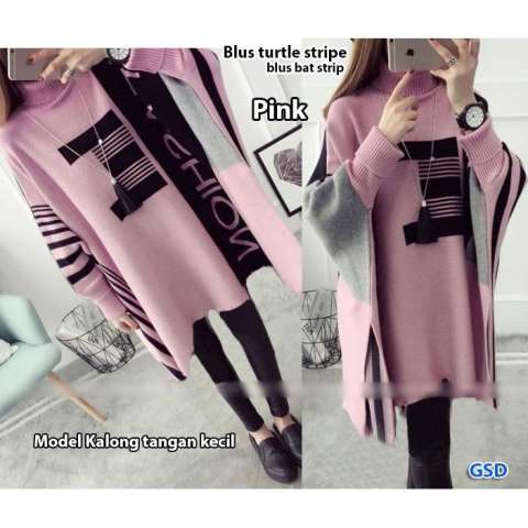 GSD - Baju Wanita / Baju Atasan / Blouse Wanita / Baju Korea / Blus Casual Bat Stripe 1