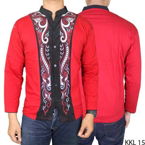 Gudang Fashion - Kemeja Koko Panjang Laki - Merah 2
