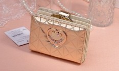 Hello Kitty Hello Kitty Imut Bertatah Berlian Bentuk Jantung Hati Wanita Dompet Anak Dompet (Emas)