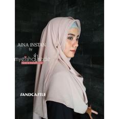 Hijab instant Aina Syar'i Bubble crepe pemium Hijab Myeishavrede Cream Sand Castle
