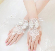 Hua hong payet pengantin gaun pengantin Cooljie tali putih sarung tangan sarung tangan
