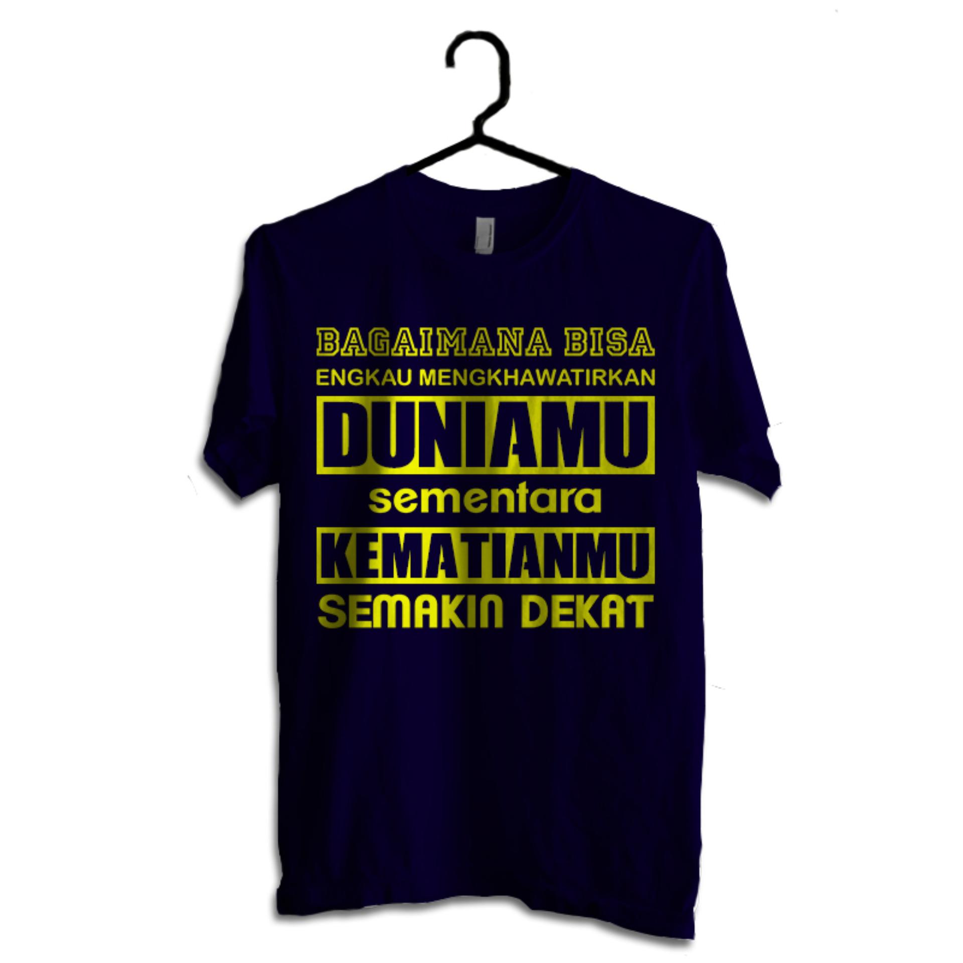 Hujjah Kaos Islam/Muslim Lengan Pendek - Bagaimana - Biru Dongker - Design Kuning