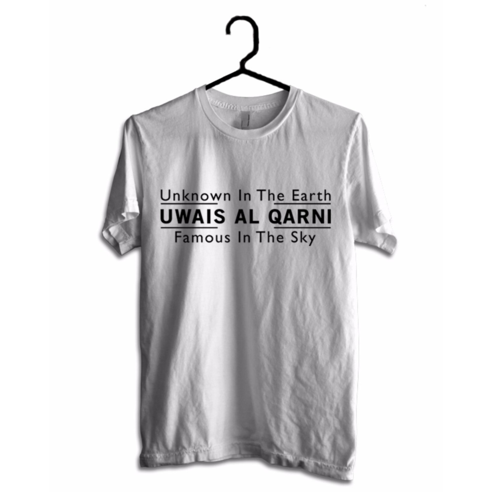 Hujjah Kaos Islam/ Muslim Pria dan Wanita – Uwais – Putih – Sablon Hitam