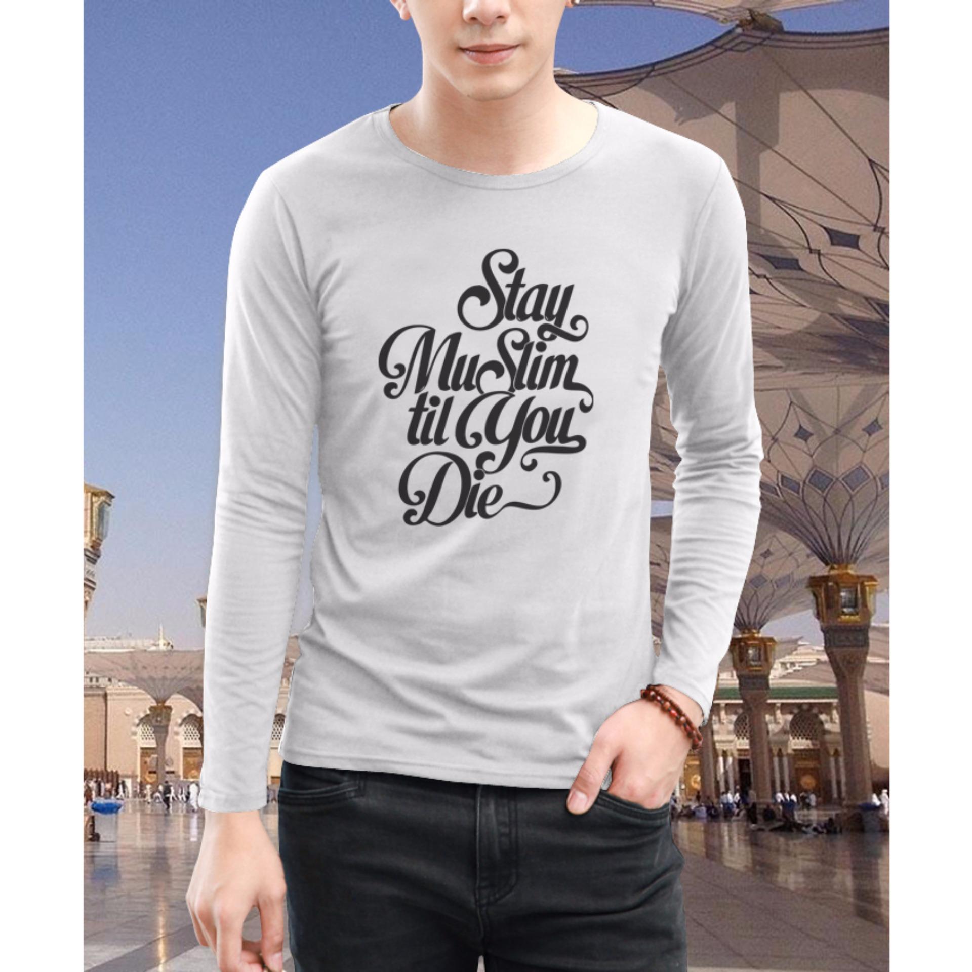Hujjah Kaos Islam/Muslim Lengan Panjang Pria dan Wanita - Stay Muslim - Putih