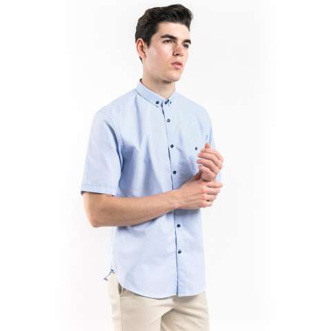 Icarius Short Sleeves Plain Shirt with Button-Down Collar