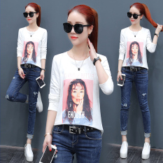 In Korea Fashion Style Perempuan Baru Siswa Kepala Orang Kaos Musim Semi Baju Dalaman (A Model)
