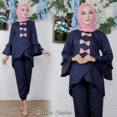 jakarta couple - Stelan Wanita ( Baju + Celana )Sasa Navy Stelan Cantik Stelan Murah Fashion Wanita Trompet Terompet