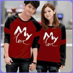 Jakarta Couple - Sweater Couple My Love Maroon Hitam Baju Couple Sweater Pasangan Murah