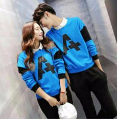 Jakarta Couple - Sweater Pasangan A Turkis / Sweater Couple A / Baju Kapel / Jaket Kapel