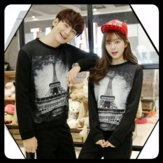 Jakarta Couple - Sweater Pasangan New Paris HItam / Sweater Kapel / Baju Kapel Murah / Sweater Couple