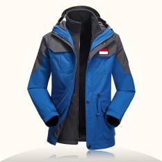 Jaket Gunung Taktis Biru Logo Merah Putih. Jaket Bola Parasut Tersedia Semua Logo Club Bola. Jacket Soccer Waterproof Promo Diskon