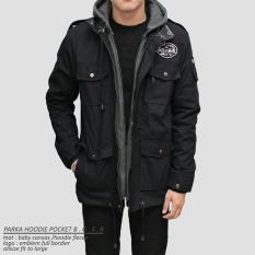 Jaket Pria Parka Hoodie - Hitam