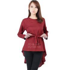 JO & NIC Phoebe Penguin Ribbon Tunic Top AllSize - Tunik Wanita - Maroon