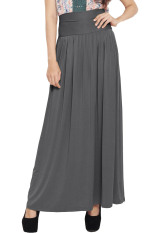 JO & NIC Pleated Flare Maxi Skirt - Rok Hijab - Fit up to Big Size - Grey