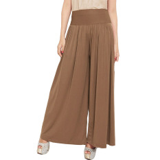 JO & NIC Celana Wanita Kulot Allsize Pleated Long Culotte Pants - Fit to Big Size - Caramel