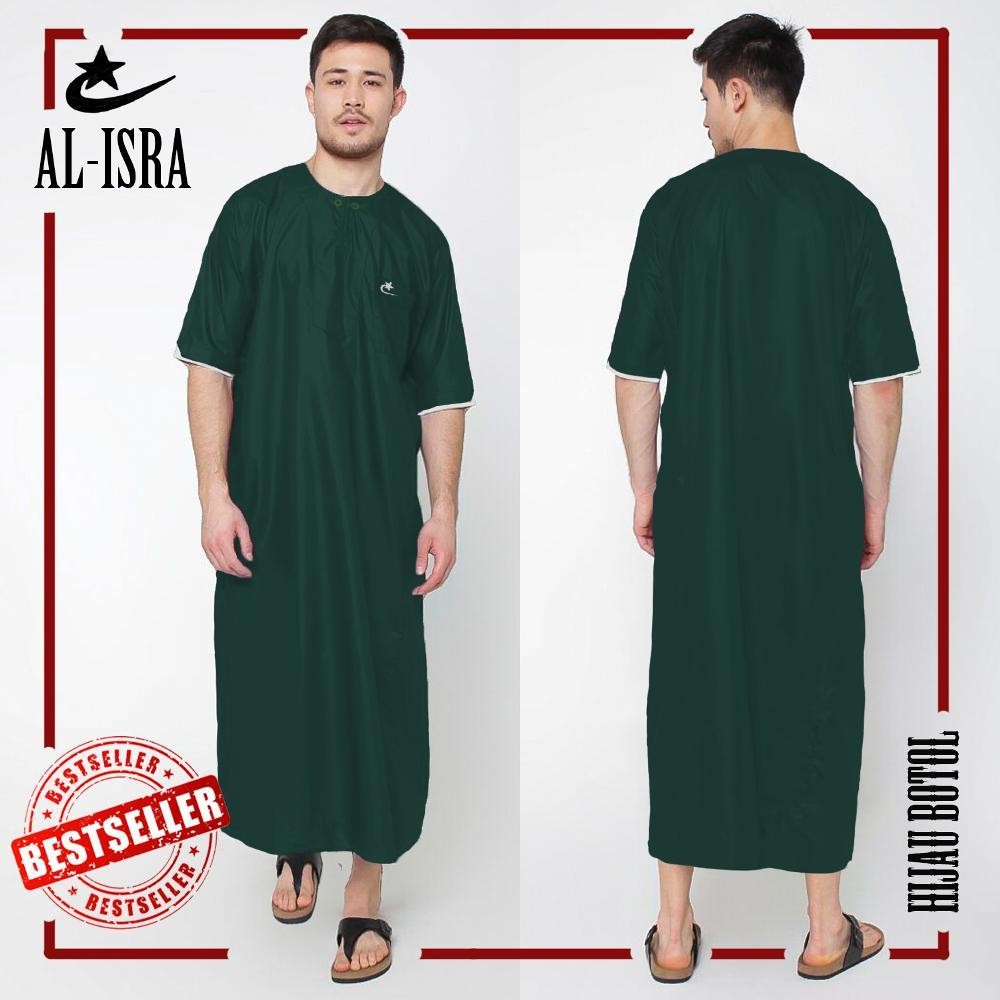 JUBAH ARABI Pakaian Gamis Muslim Pria Lengan Pendek Warna Al isra