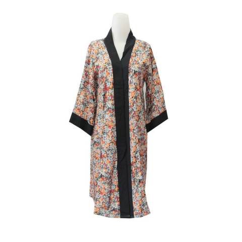 Kampung Souvenir - Cardigan Rayon Panjang - Orange Flowers
