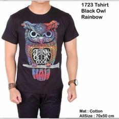 (KAOS OWL) - Kaos pria lengan pendek hitam black owl / baju kaos distro pendek slim
