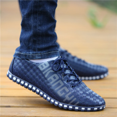 Kebugaran Pria Musim Semi Dan Musim Gugur Baru Sepatu Trendi Kasual Sepatu Kulit (F50 Biru)