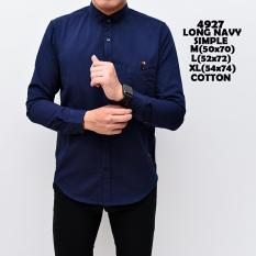 Kemeja Kasual Pria Kemeja Kerja Kemeja Kantor - Long Navy Simple Cotton 4927 Cotton - Kemeja Polos Lengan Panjang