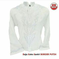 Kemeja Takwa Lengan Panjang - Warna Putih - Bordir - Merk Santri - Katun Polinosik Halus