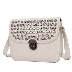 KGS Tas Selempang Wanita Impor Casual Croco Metal Dots Mini Satchel Bag - Putih