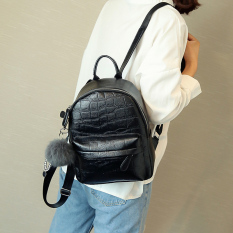 Korea Fashion Style Baru Musim Gugur Pola Kulit Buaya Tas Ransel (Hitam (Model Besar))