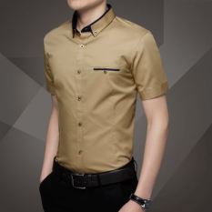 Korea Fashion Style Pria Lengan Pendek Slim Bisnis Profesi Kemeja Putih Kemeja (Orang Kaya) baju atasan kaos pria kemeja pria
