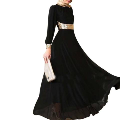 Kuhong Wanita Kaftan Abaya Jilbab Islam Muslim Lengan Panjang Cocktail Maxi Pesta Gaun-Intl 1