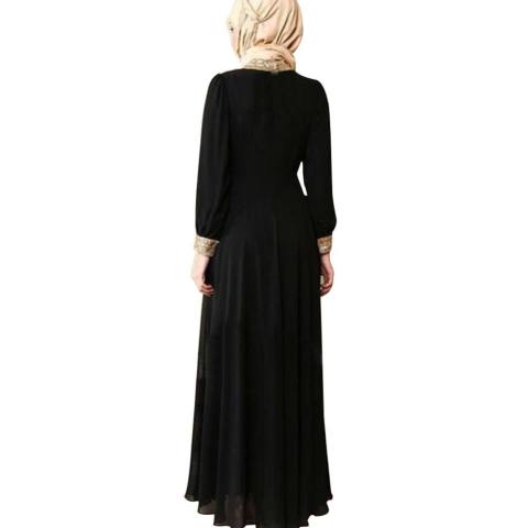 Kuhong Wanita Kaftan Abaya Jilbab Islam Muslim Lengan Panjang Cocktail Maxi Pesta Gaun-Intl 2
