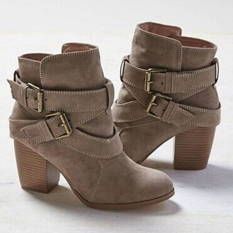 LALANG Wanita Baru Cross Bandage Boots High Heel Sepatu Kasual Beige-Intl